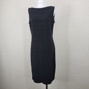Vintage Tadashi Horizontal Beaded Black Dress Size XL